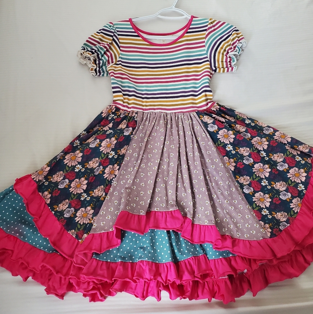 Matilda Jane Multicolor Stripe & Floral Twirl Dress